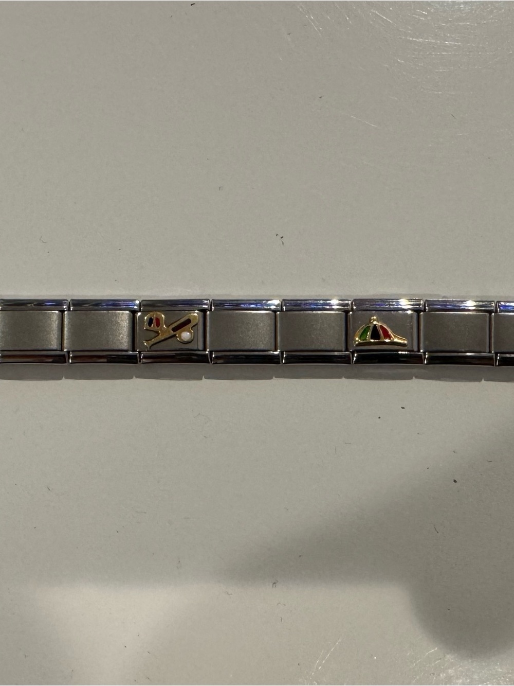 Y2K Italian Charm Bracelet Stainless Steel Baseball Cute Gold Accents Colors